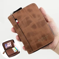 new wallet for men casual three fold small purse multifunction short wallet leather billetera hombre luxury zipper men coins bag