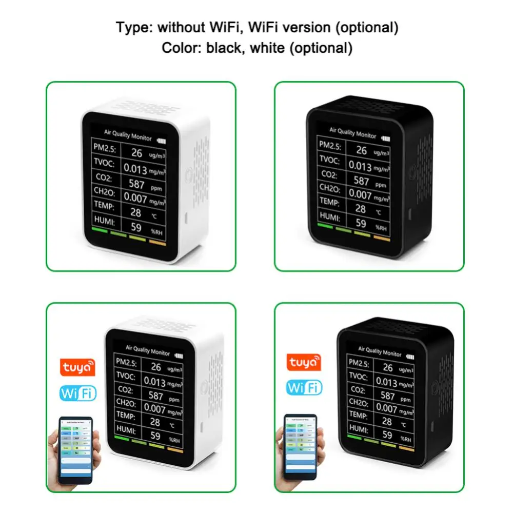 

Tuya Wifi Smart Remote Monitor Temperature Humidity Detector Pm2.5 Tvoc Co2 Ch2o Smart Home Detector Tuya Analyzer 6 In 1