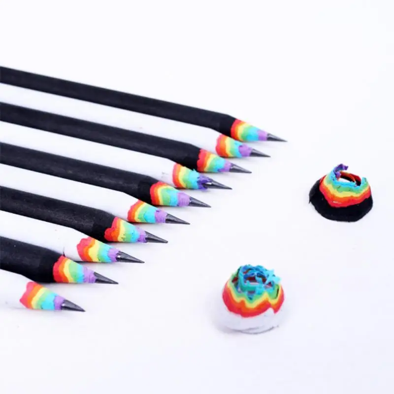 

6 Pcs/lot Pencil Hb Rainbow Color Pencil Stationery Items Drawing Supplies Cute Pencils for School Basswood Office School Gift