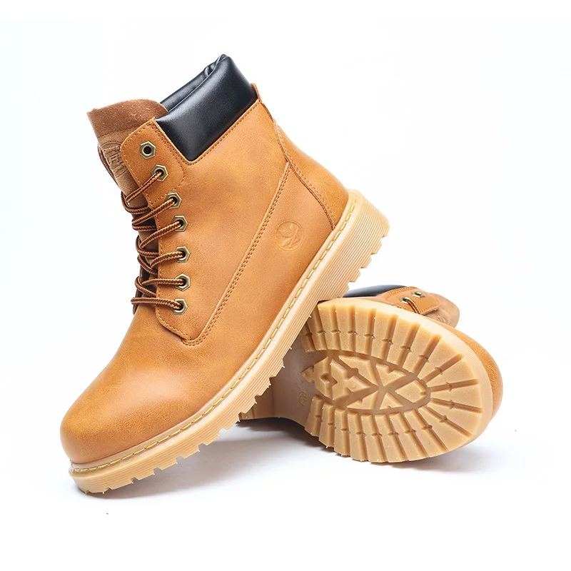 

2023New Work Boots Men's Original Comfy Shoes Outdoor Hiking Leather Casual Shoes For Men Basic Boots Waterproof Yellow Boots