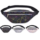 Поясная Сумка SAYINA для женщин с голографическим рисунком, забавная розовая и серебристая Женская сумочка на пояс, черные поясные мешки с геометрическим узором, нагрудная Сумочка для телефона с лазерным узором