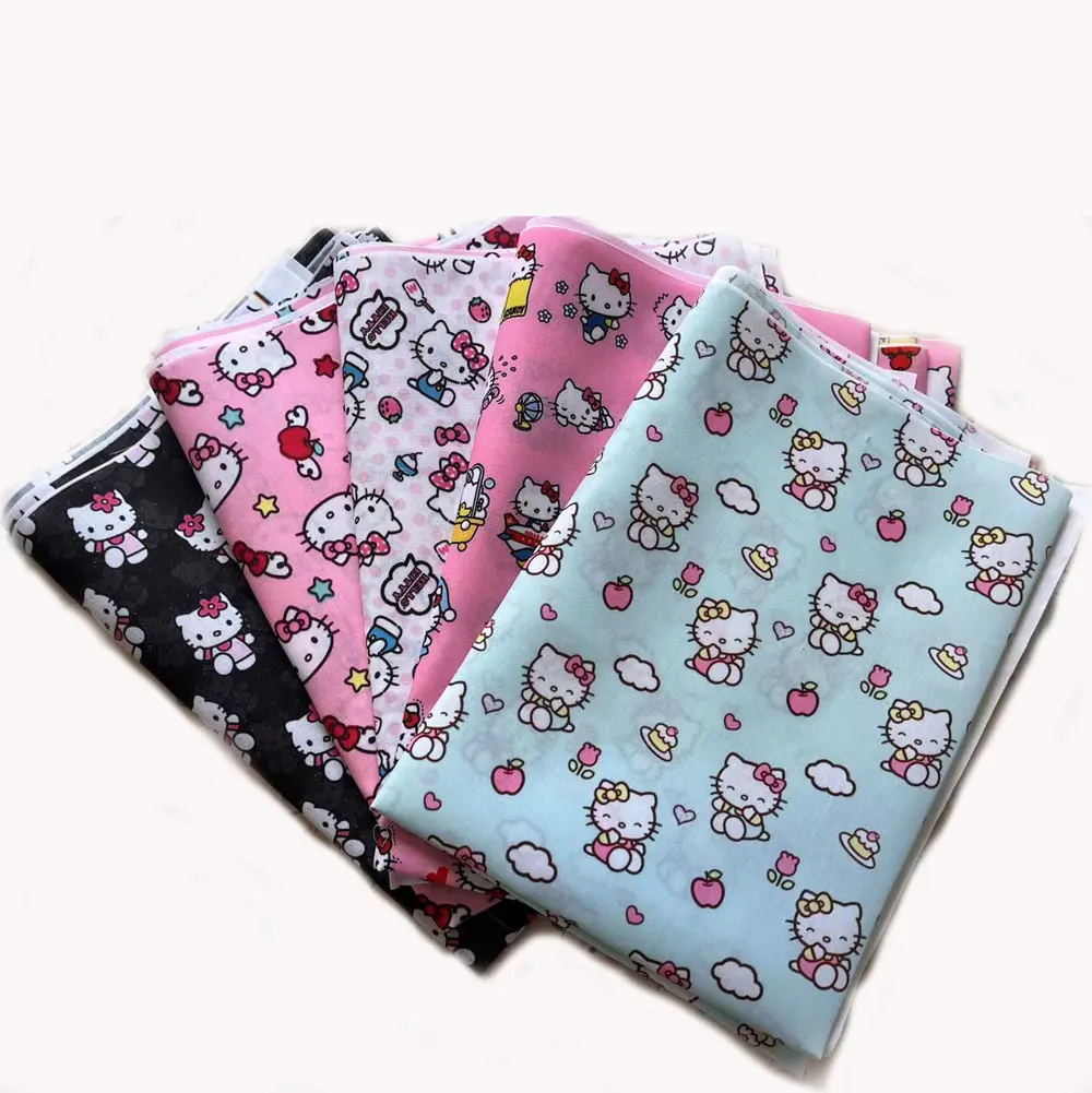 Hello Kitty 140x50CM Cartoon cotton fabric Patchwork Tissue Kid Home Textile Sewing Doll Dress Curtain Polyester cotton Fabric