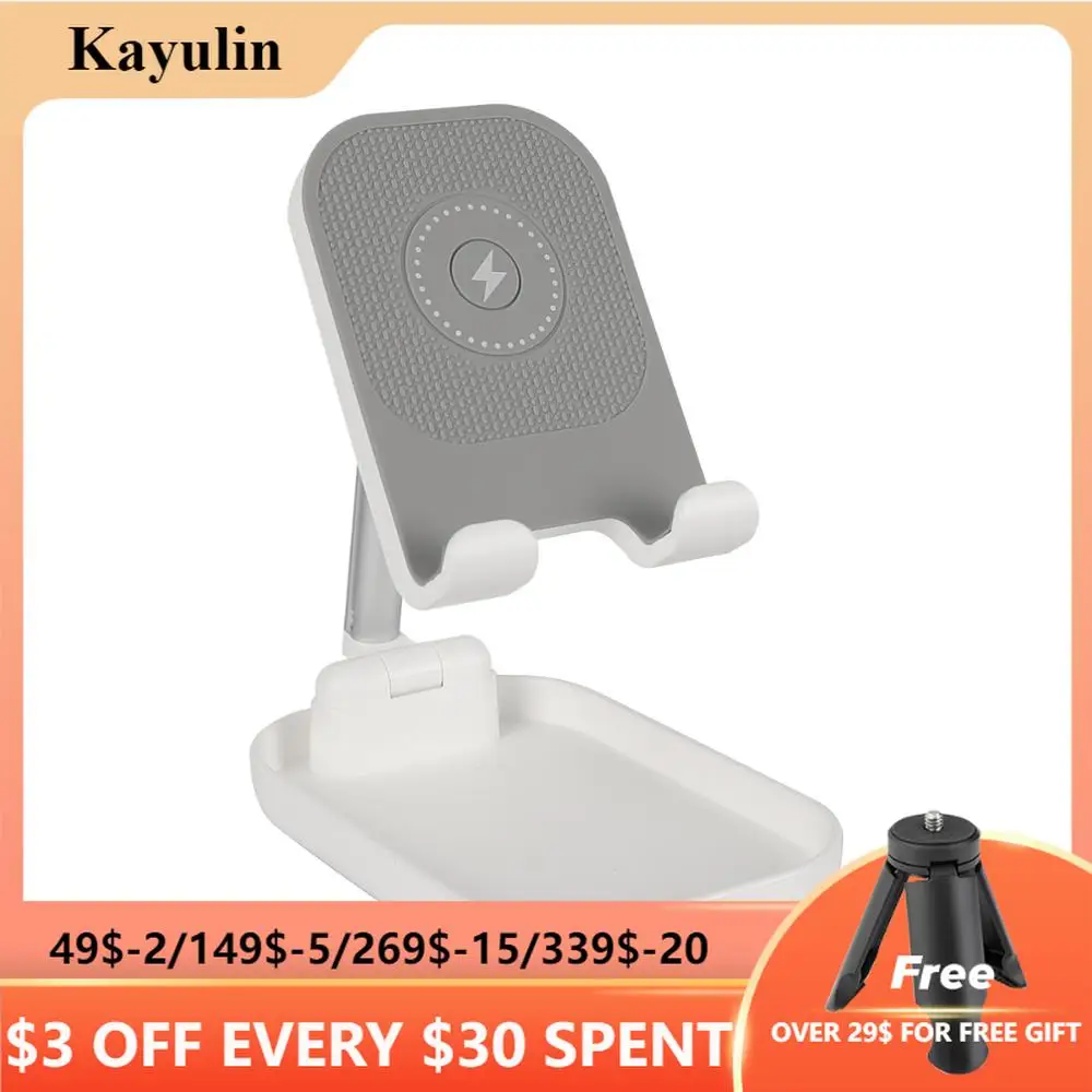 

Desktop Phone Bracket Wireless Charging Portable Charger Adjustable Folding Metal Telescopic Tablet Mobile Phone Stand Holder