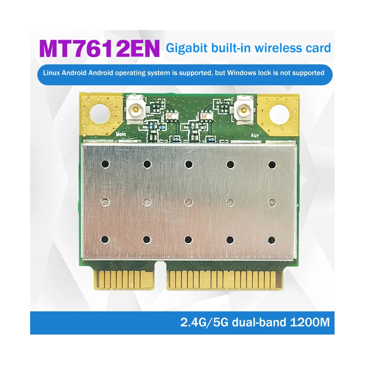 

MT7612EN 2.4G 5G Dual Band Gigabit Built-in Wireless Network Card MINI PCIE WIFI Network Card for Linux Android