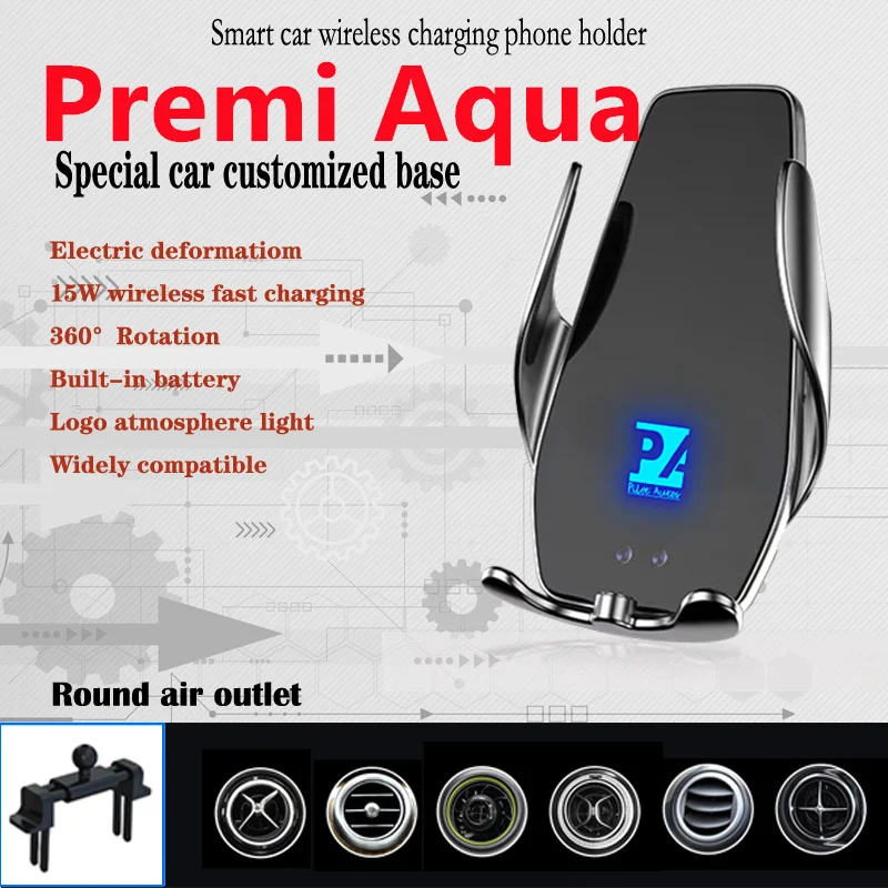 

Автомобильный держатель для телефона, беспроводное зарядное устройство 15 Вт, кронштейн для навигации GPS для Toyota Premi Aqua 2013 2014 2015