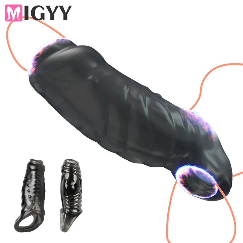 

Flesh Men Delay Lock Sperm Fine Male Condom Penis Extender Sleeve Erection Enhancer Dick Cock Ring Sex Toys Intimate Goods