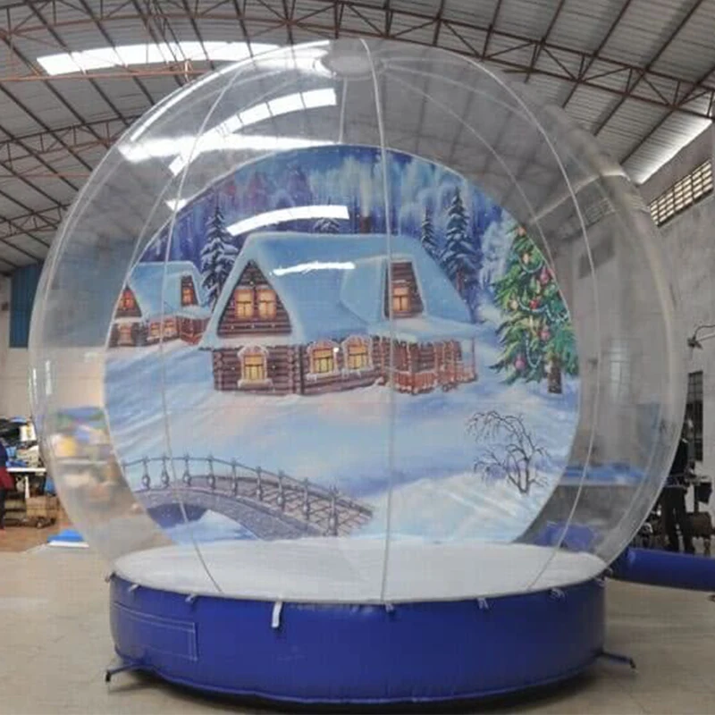 Christmas Giant Inflatable Snow Globe Bubble Dome Tent With Blower 4M Hot Sale Human Snow Globe Cheap Clear Dome images - 6