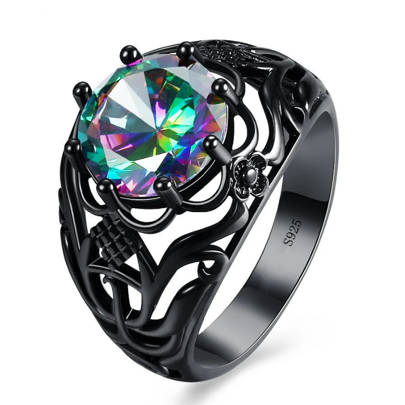 

Hand Jewelry Hot Selling Personality Fashion Colorful Stone Ring Creative Retro Inlaid Ring Accessories
