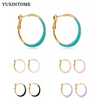 yuxintome 925 sterling silver ear needle enamel hoop earrings 5 color option sweet and refreshing earrings fashion trend jewelry
