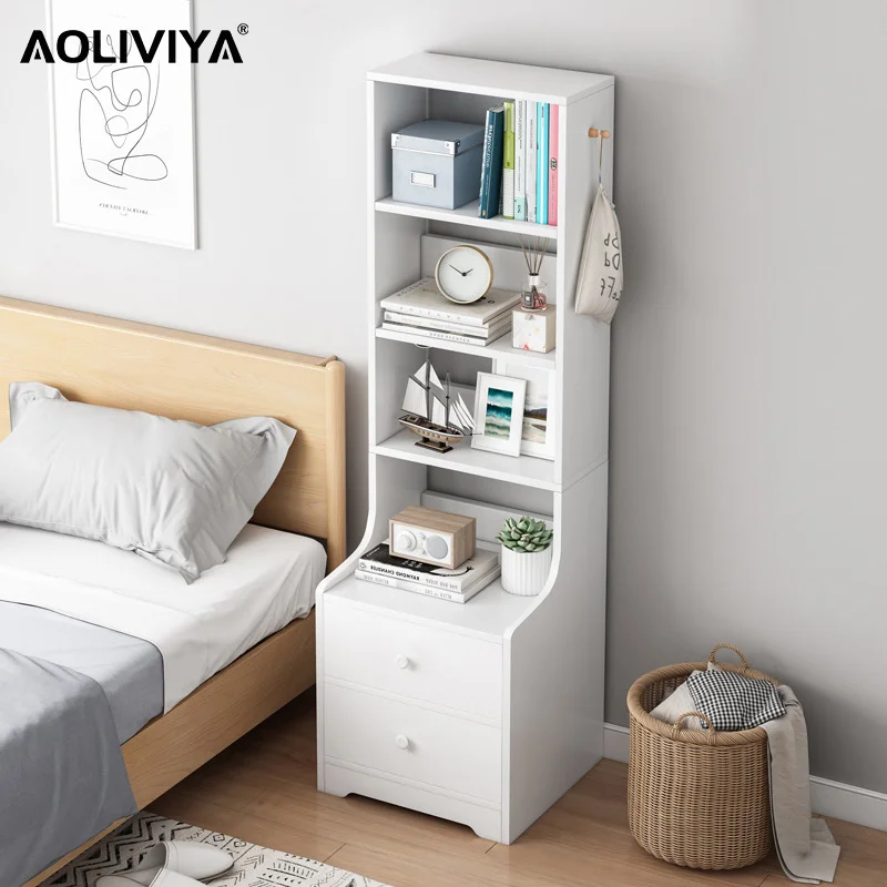 

AOLIVIYA High Bedside Cabinet Rack Simple Nordic Storage Cabinet Small Bedside Storage Small Cabinet Storage Rack
