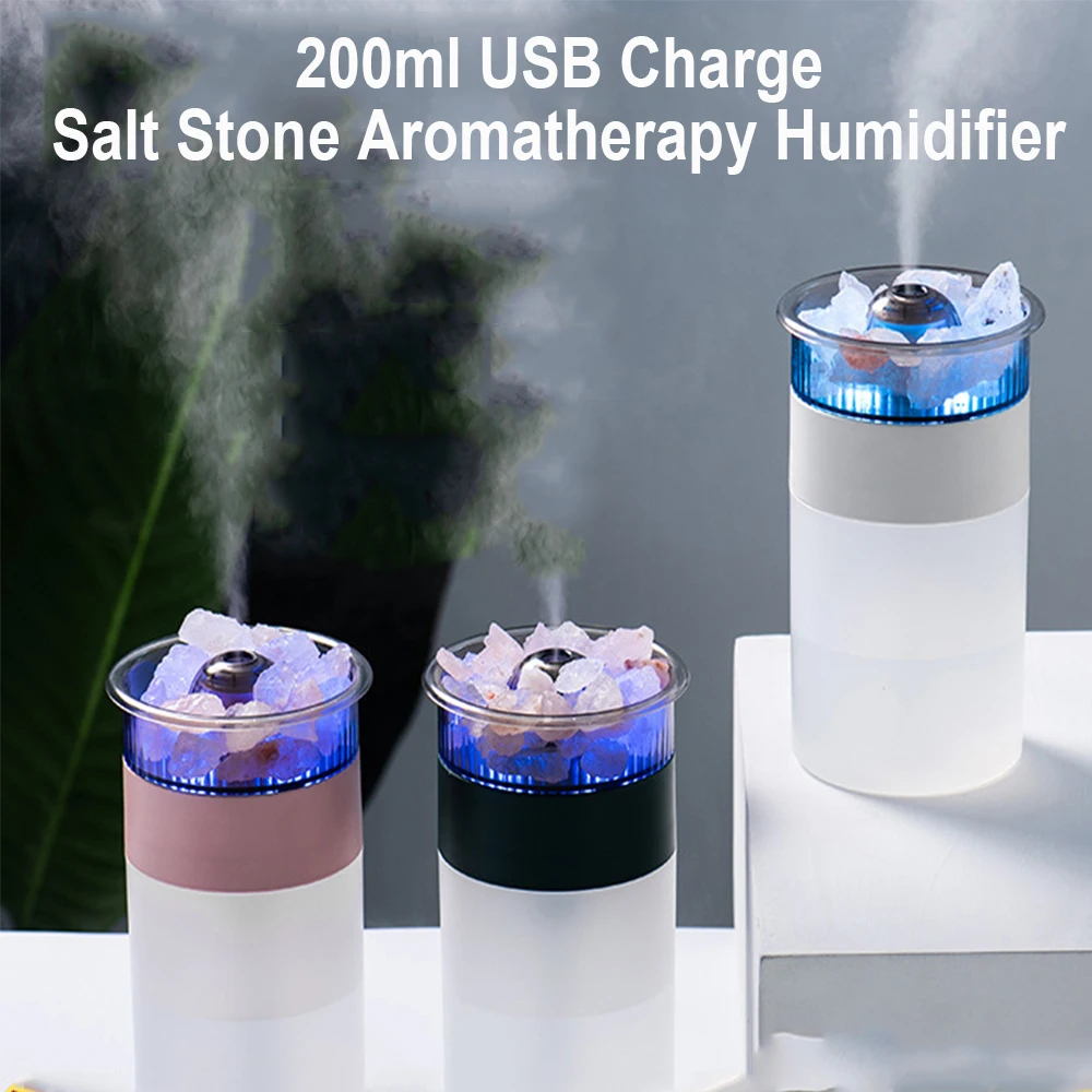 

2022 New Salt Stone Aromatherapy Air Humidifier 250ML USB Charge Essential Oil Diffuser With Night Light Cool Mist Sprayer Home