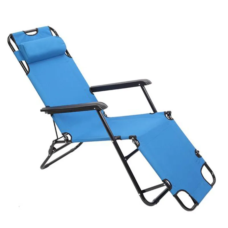 

130*60*92Cm Portable Folding Dual-Use Extended Recliner Blue Space Saving Suitable for Camping Beach Garden Home