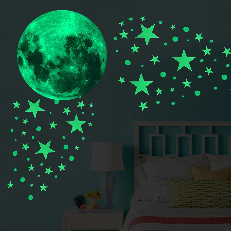 

Hot Sale Glow In The Dark Stickers Children Stars Moon Galaxy Cat Stickers Kids Novelty Toys Room Decoration Birthday Gift