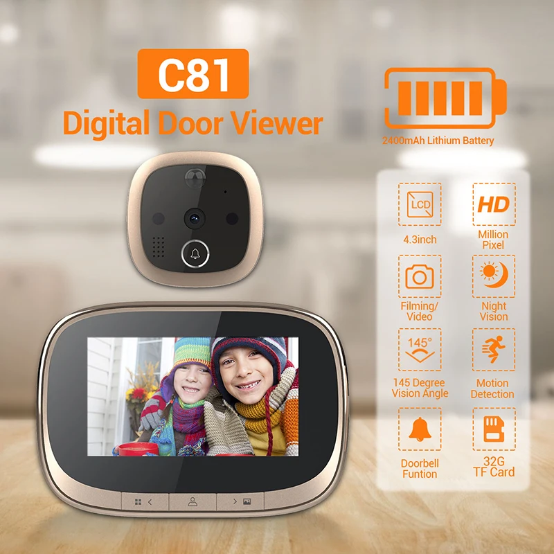 ESCAM C81 Video Doorbell WIFI Wireless Doorbell Camera HD 720P Monitor Smart Home Door Bell IR Night Vision Security Camera