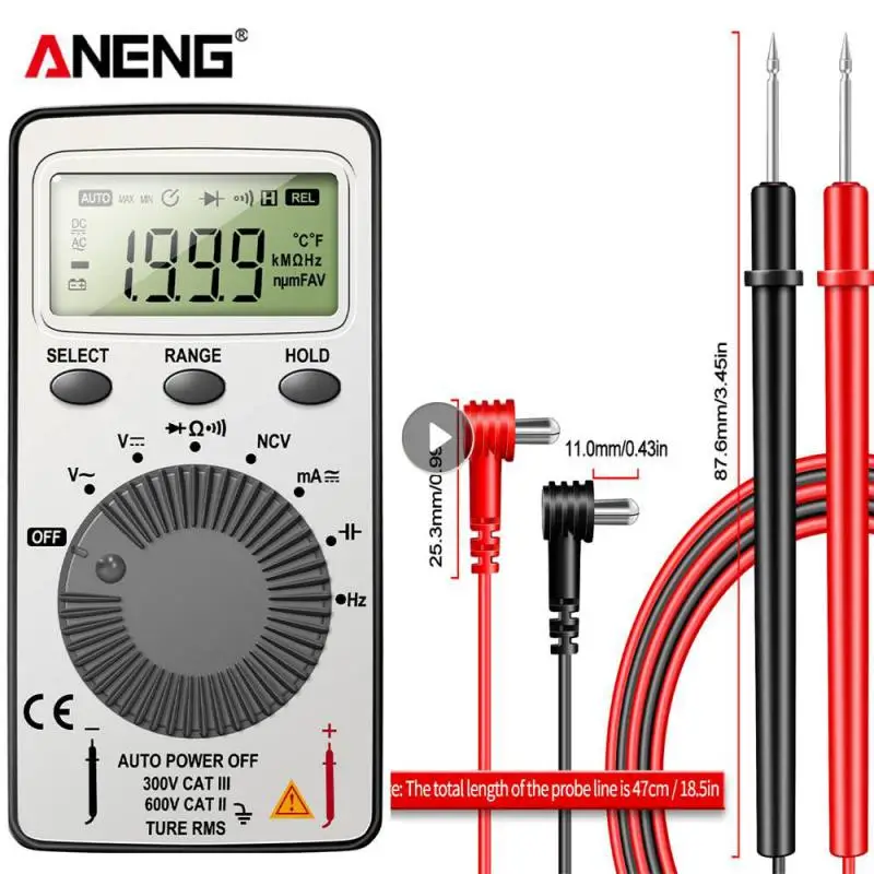 

ANENG AN101 Mini Digital Multimeter Usb Tester DC/AC Voltage Current Lcr Meter Pocket Professional Testers With Capacitance Test