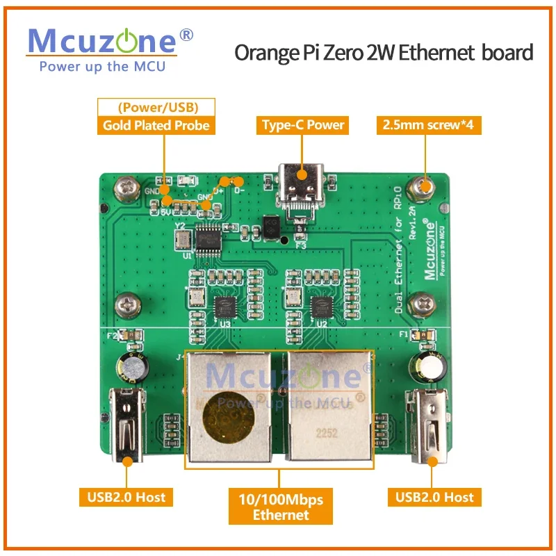 Плата расширения Orange Pi Zero 2 Вт Ethernet хост с двумя USB-портами | Двойной