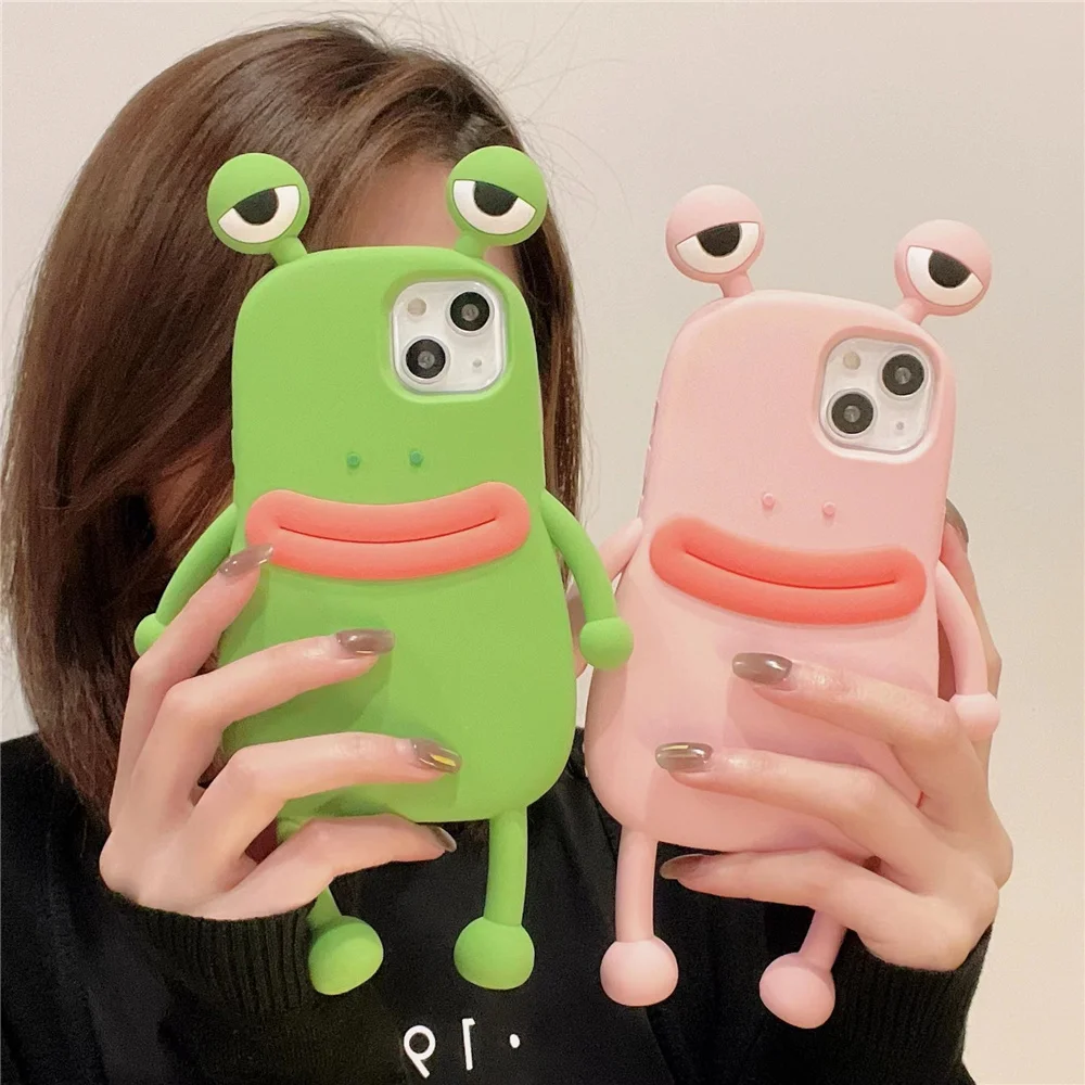 Sad Frog iPhone Case For iPhone 13 12 11 Pro Max For iPhone 12 pro max Protect Silicone Cover Creative Big Mouth Funny