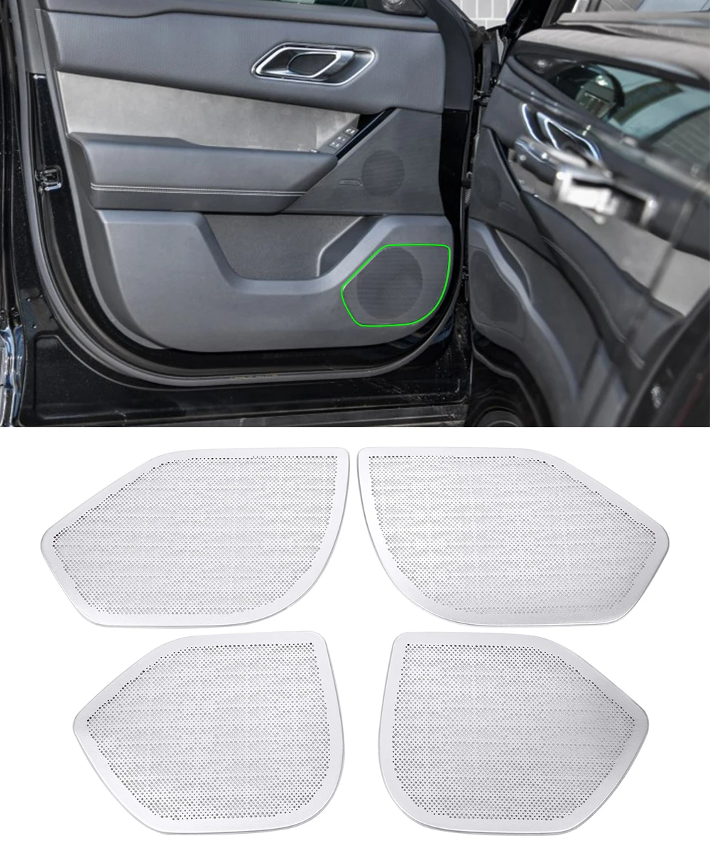 

4pcs For Land Rover Range Rover VELAR 2017 2018 Aluminum Alloy Car Door Audio Loud Speaker Cover Panel Trim Accessories g
