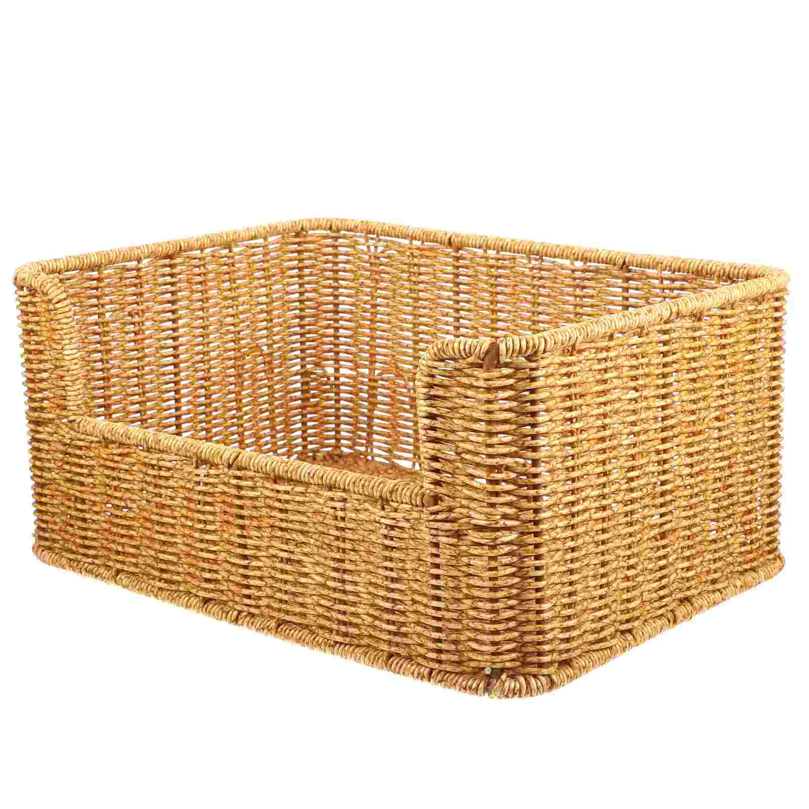 

Woven Book Storage Basket Tabletop Book Basket Sundries Storage Basket Imitation Rattan Basket