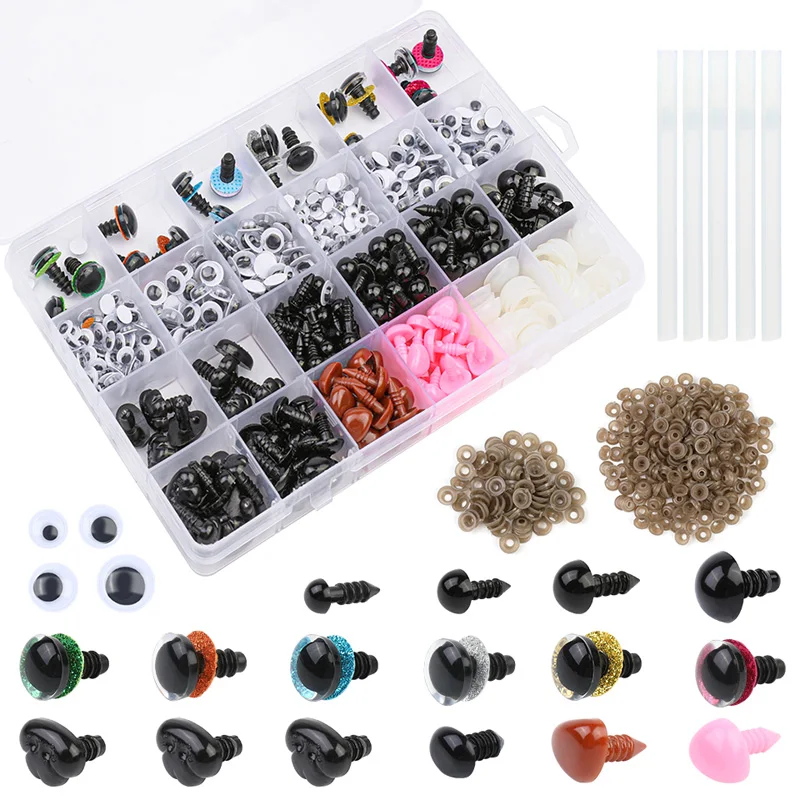 

Fenrry 814Pcs Safety Eyes and Noses with Washers for Stuffed Animal Doll Crochet Black Glitter Eyes for Crafts Teddy Bear Making