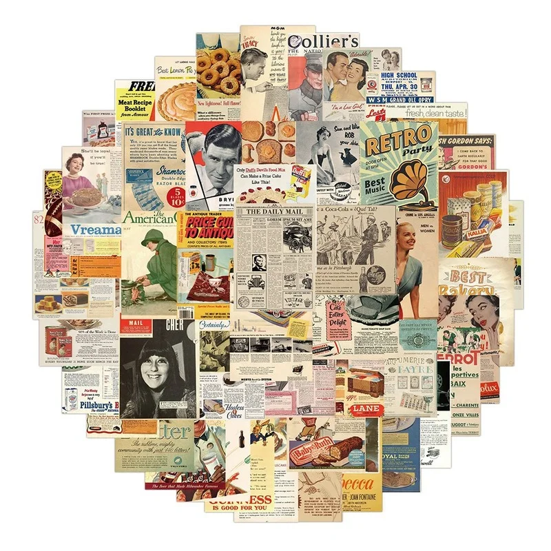 

10/30/50PCS Classic Retro Poster Graffiti Stickers Journal Luggage Guitar Skateboard Waterproof Sticker Stationary Sticker