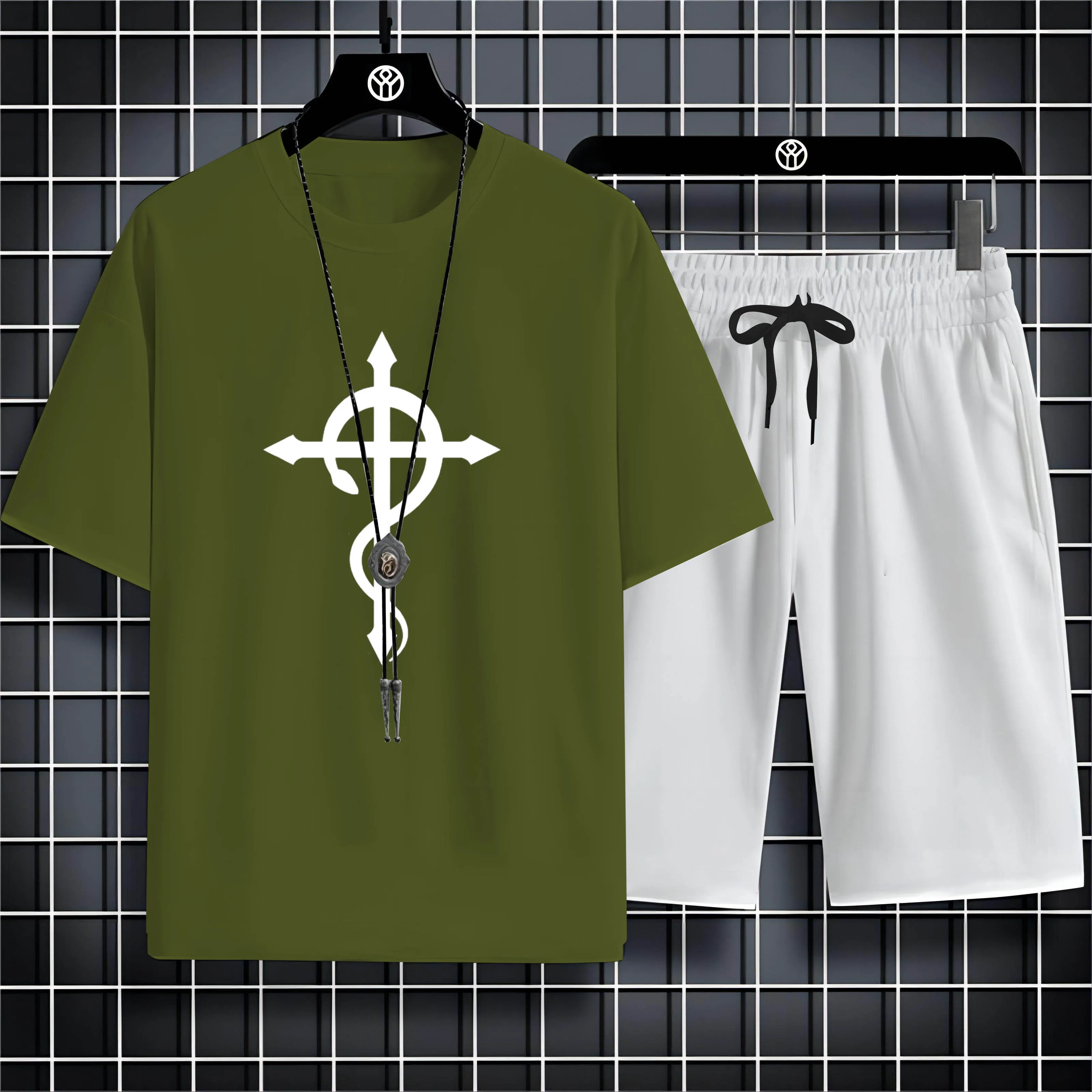 

Four Seasons Fashion Casual Sports 2d Letter-Printed Men'S O-Neck Short-Sleeved T-Shirt Comfortable Breathable Quick-Drying Set