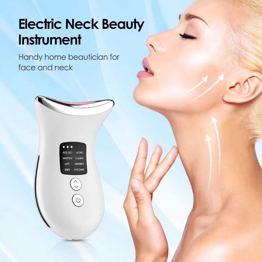 

EMS 7 Colors LED Photon Face Beauty Device IPL Neck Lifting and Tighten Massager Electric Microcurrent Wrinkle Remover for Woman