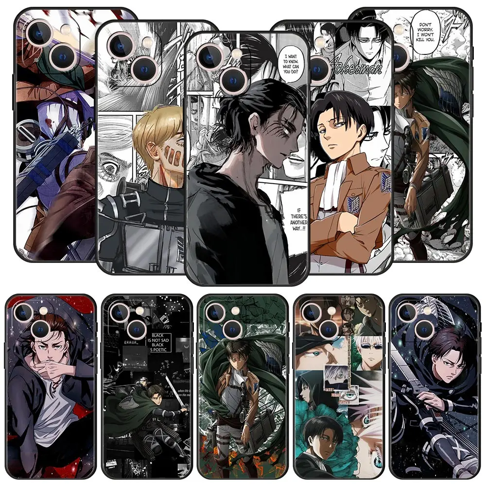

Attack On Titan Levi Ackerman Luxury Phone Case For iPhone 11 12 13 Pro Max Mini X XR XS 7 8 Plus SE 2020 Silicone Black Cover