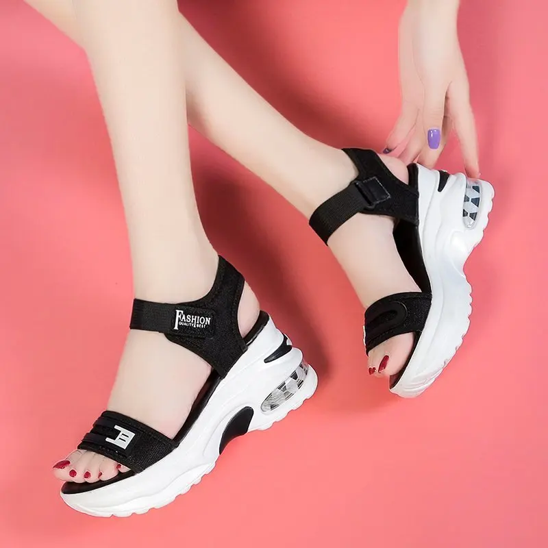 Women's Shoes 2021 Fashion Sandals Summer Women's Thick-soled High-heeled Sandals Open Toe Comfortable Simple  Beach Shoes