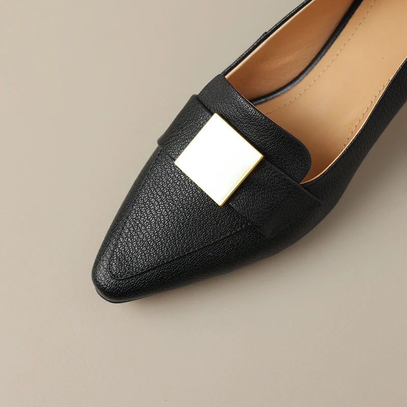 Женские новые удобные и минималистские туфли Lefu с острым металлическим