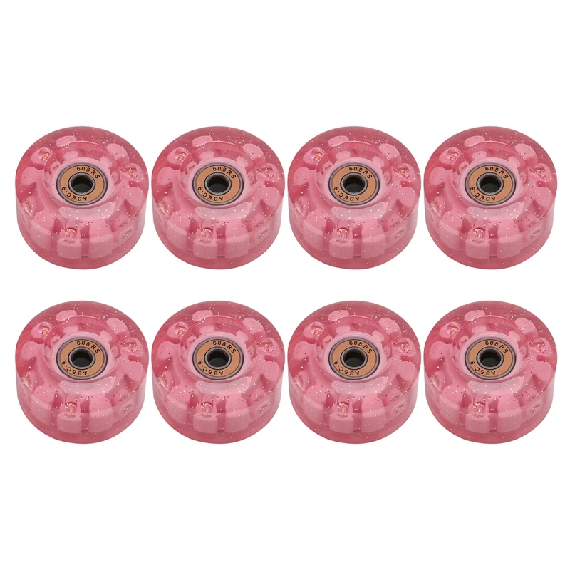 

8Pcs Roller Skate Wheels With Light Kid Children Roller Skates Wheel For Indoor Outdoor Roller Skates Skateboard Parts
