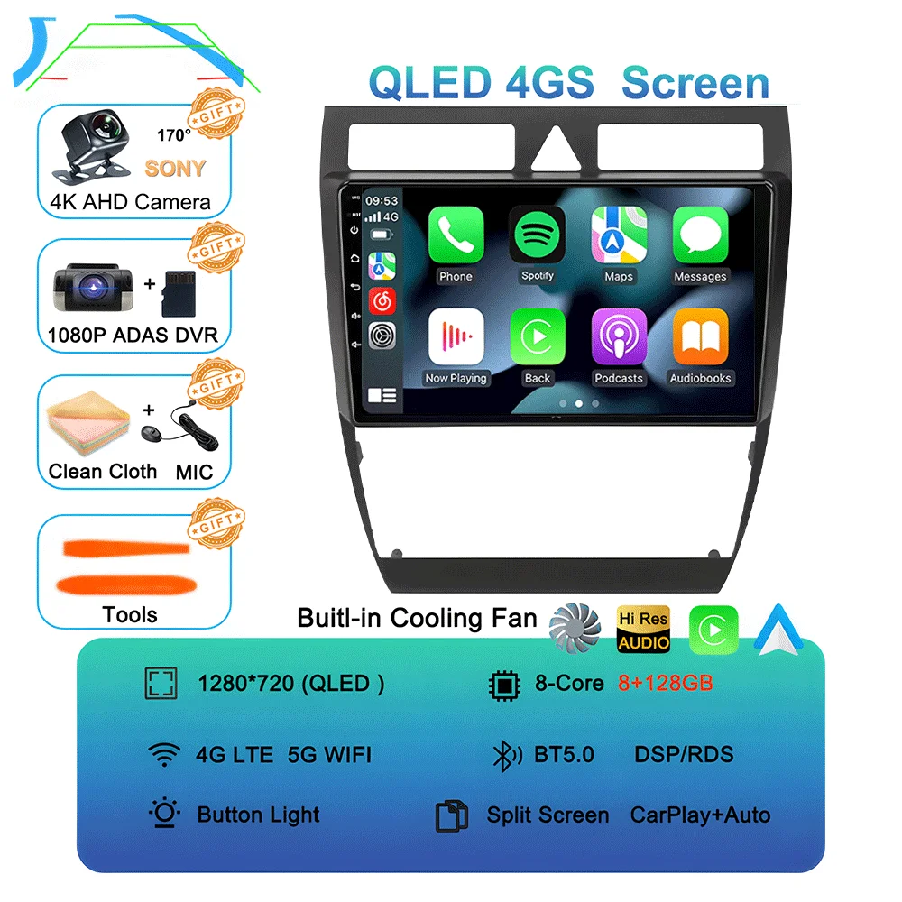 

Автомобильный радиоприемник Android 15 для Audi A6 C5 1997-2004 S6 1999-2004 RS6 2002-2006 Мультимедийный плеер 2Din Carplay Стерео GPS без DVD