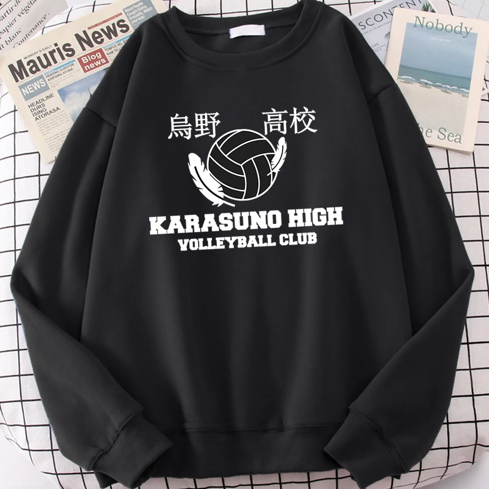 

Karasuno High School Anime Printing Sweatshirts Man Autumn Fleece Warm Clothing Crewneck Loose Hoody Fashion Hip Hop Tracksuit