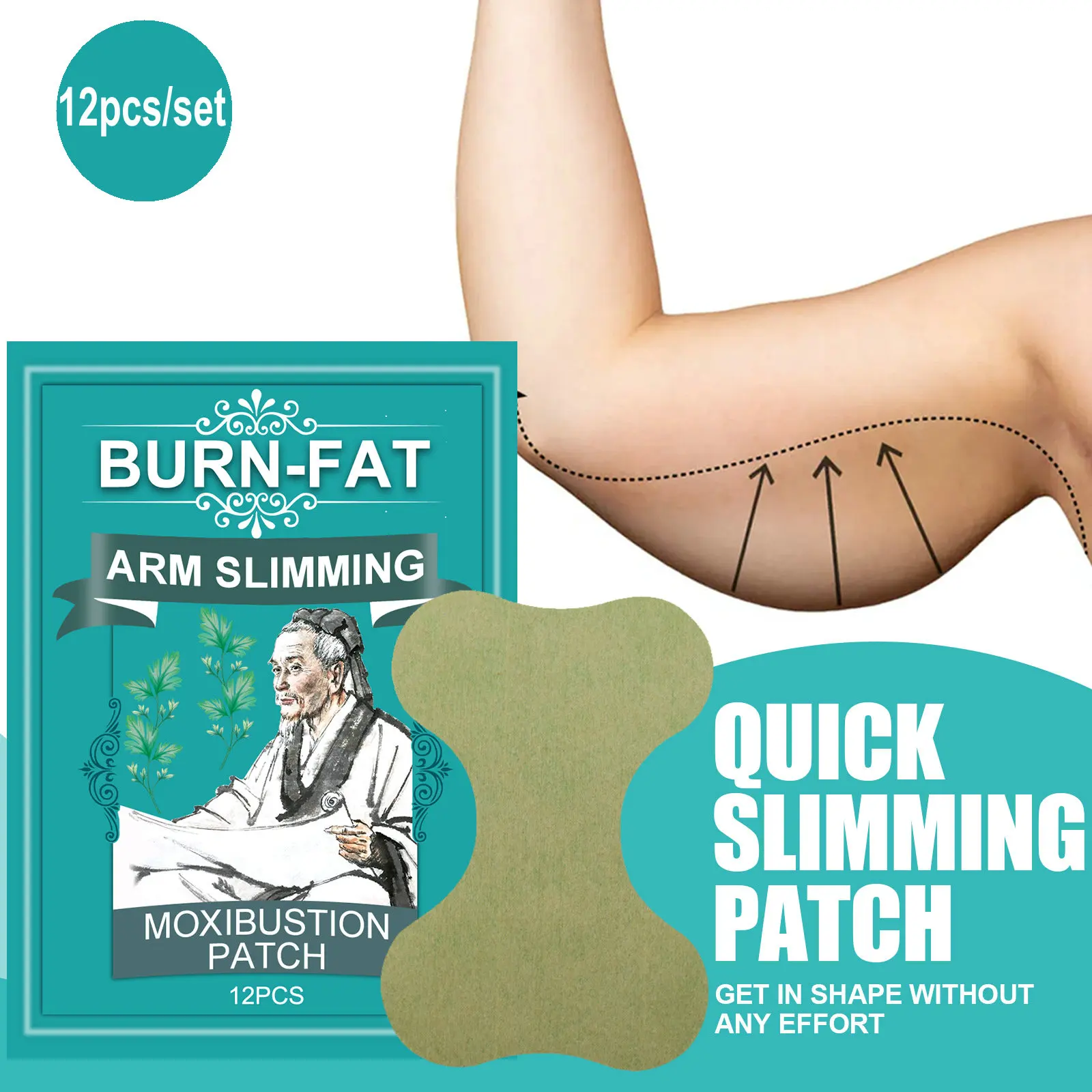 

Thin Arm Moxibustion Paste Slimming Down Hot Compress Stickers Slimming Products to Burn Fat Lose Weight Patch 12pcs
