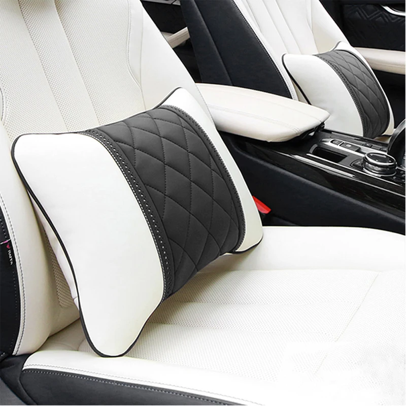 

NAPPA Leather Car Neck Pillow Headrest Waist Rest Pillow Seat Back Support Lumbar Pillow Cushion Travel Relieve Pain Accessories
