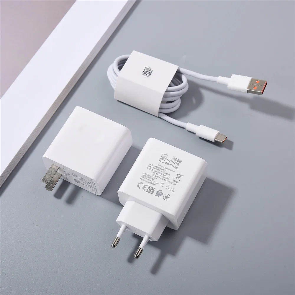 

66W EU US SuperCharge Super Fast Charger Power Adapter 100CM 6A USB Type C Cable For Honor 90 80 70 60 SE 50 Pro Magic 5 3 4 X8