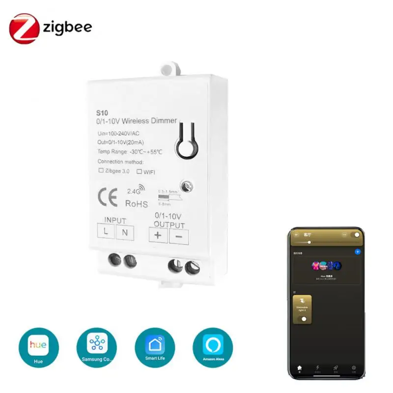 

ZigBee 3.0 LED Light Dimmer Controller AC100-270V 0-10V 1-10VSmart Home APP for Smartthings Tuya Hub Echo Plus Alexa Control