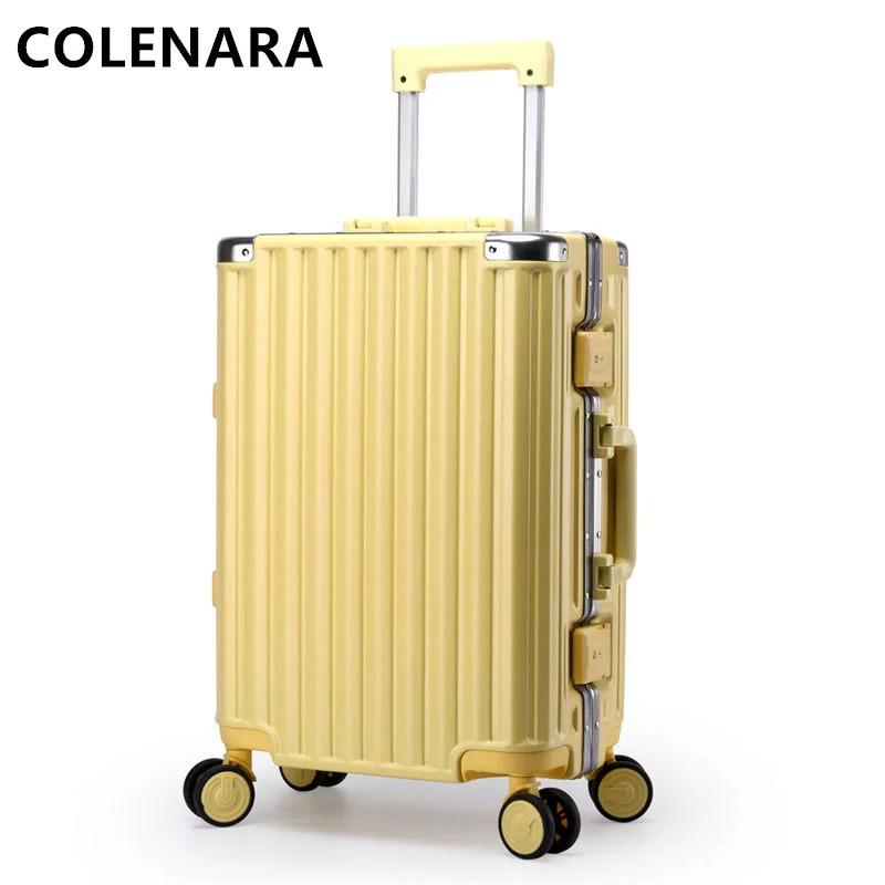 

COLENARA 20 "24" Новый чемодан с алюминиевой рамкой, кодовый ящик, бесшумная коробка для посадки, Дамская тележка, троллейный чемодан