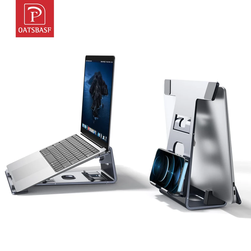 

Oatsbasf Vertical Laptop Stand Holder For Macbook Air Pro iPad Notebook Stand Phone Metal Laptop Tablet Heat Dissipation Mount