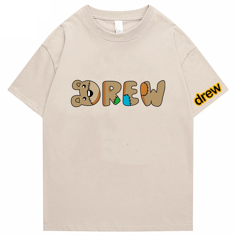 

DREW Summer Men T shirt Brand Cotton T-shirt Short sleeve High Quality Hip Hop shirt Unisex Bodybuilding Workout Men's Tee Tops
