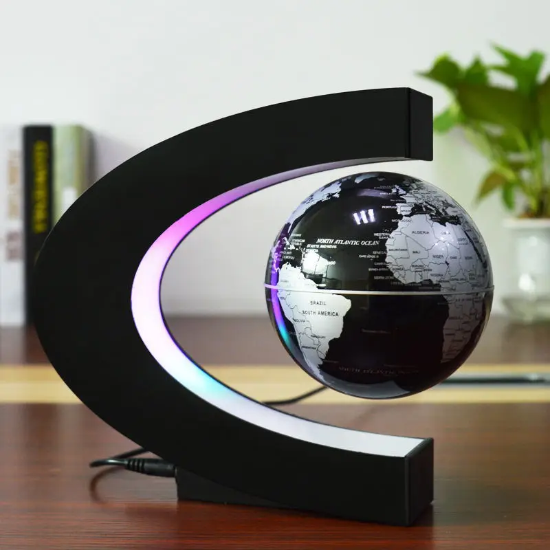 C Shape Floating Magnetic Levitation Globe Ball Light LED World Map Electronic Antigravity Lamp Home Decoration Creative Gifts