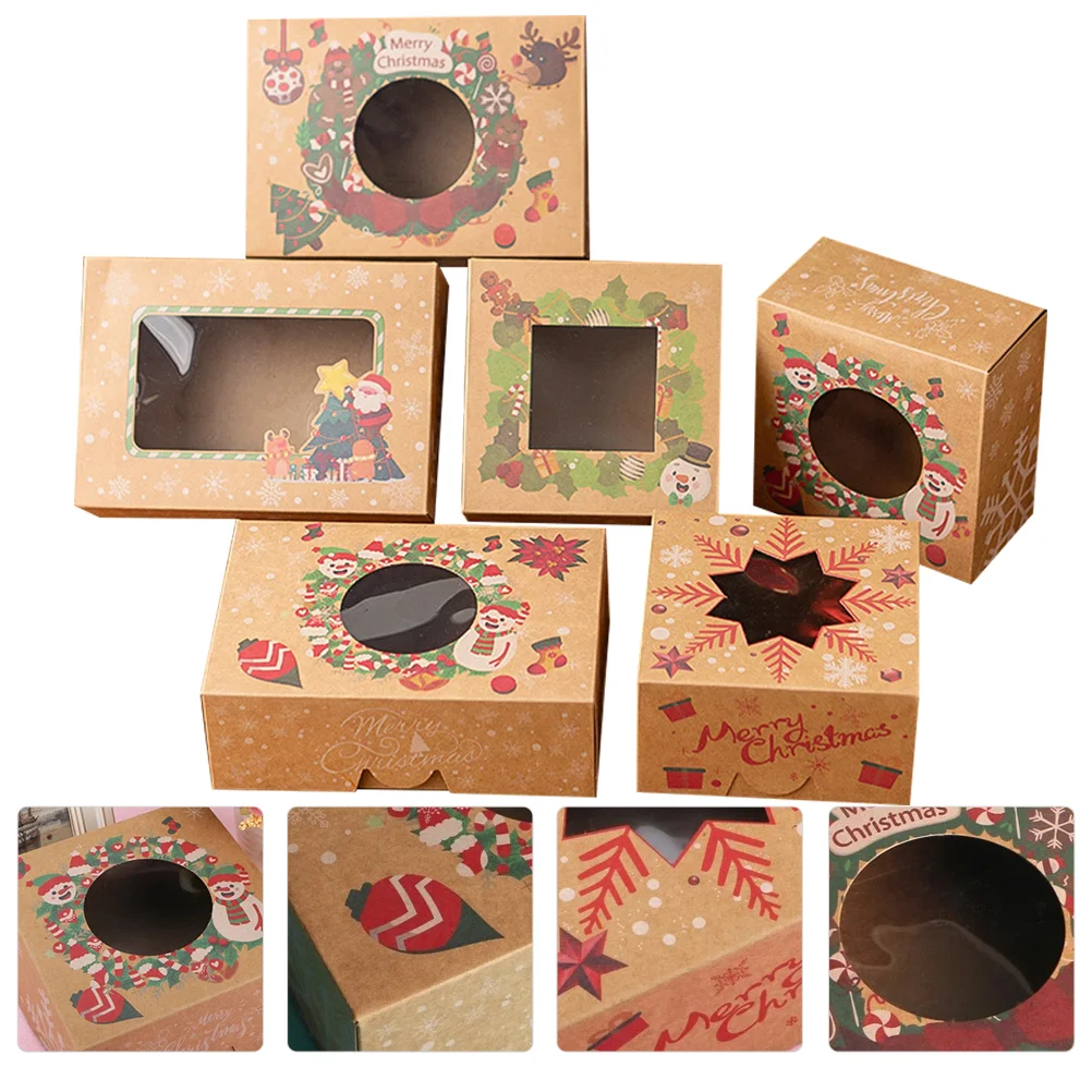 

Xmas Cake Container Desserts Packaging Box Dessert Storage Box Random Pattern