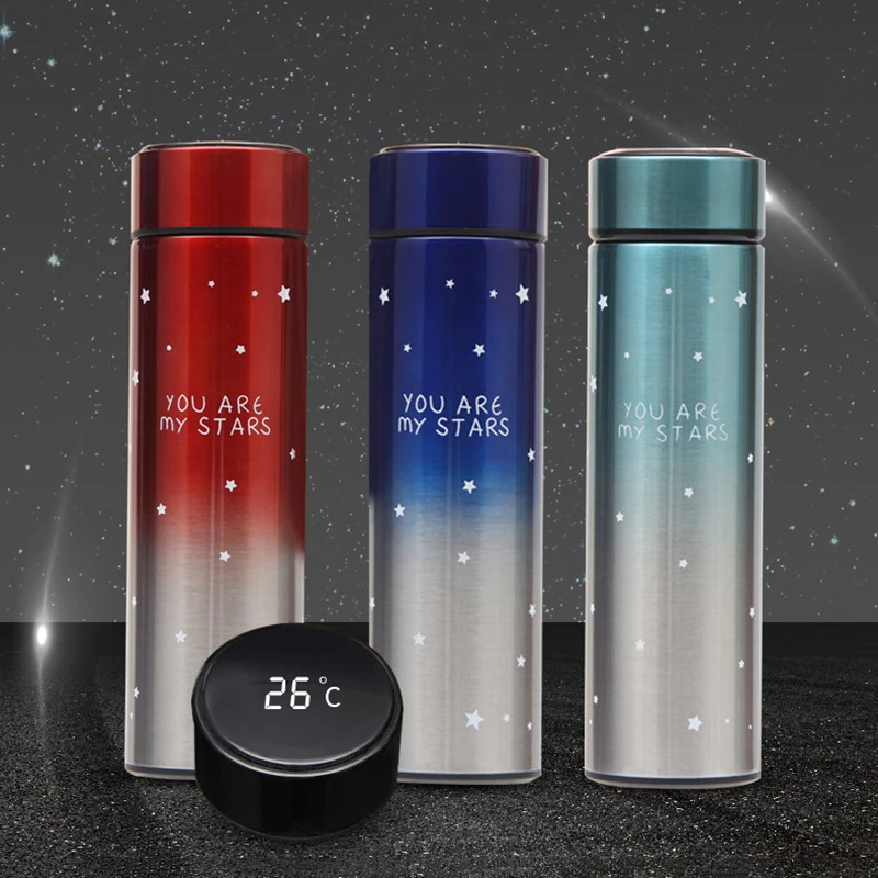 

500ml Thermos Bottle LED Intelligent Double-Layer Vacuum Cup Insulated Stainless Steel Vacuum Flask Creative Star Thermal Cup