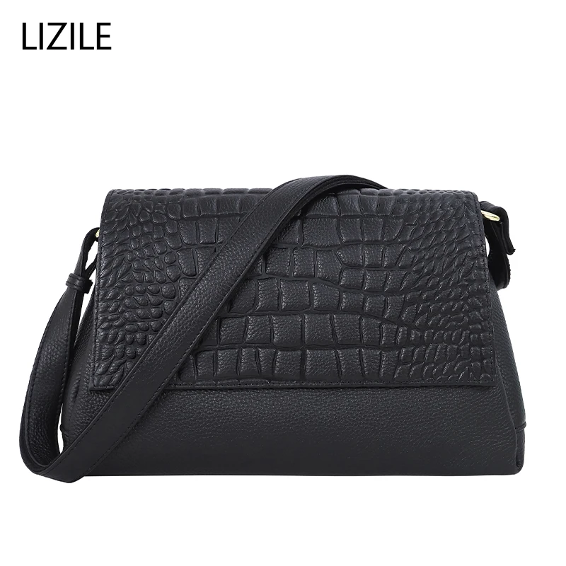

Women's leather crocodile pattern handbag 2022 leather handbag fashion large-capacity shoulder bag Joker slung handbag