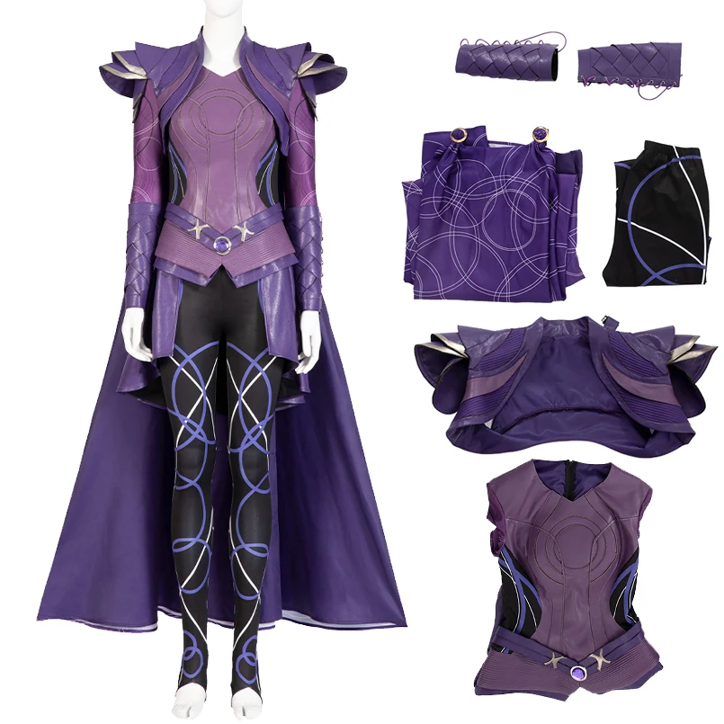 

Halloween Strange in Madness Multiverse Clea Cosplay Costume High Quality Adult silver hair Women Heroine Purple Armor Outfit