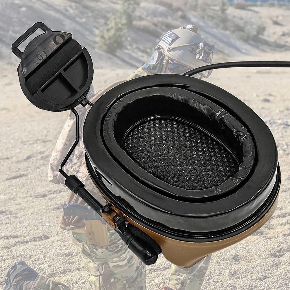 Hearangel Comtac II Tactical Airsoft Headset Compatible Helmet ARC Rail Adapter Hearing Protection Gel Earmuffs & Kenwood PTT