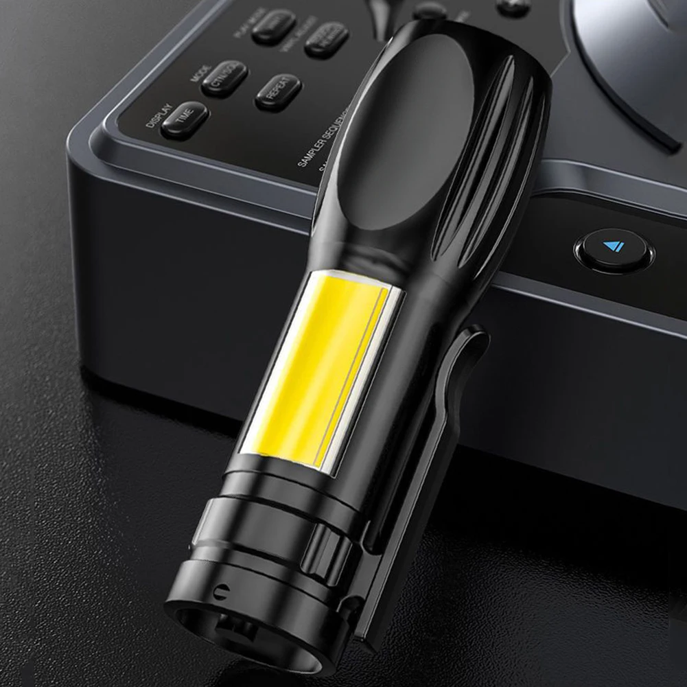 

Portable LED COB Flashlight 3 Gear Mini Pocket Handheld Lamp USB Rechargeable 400mAh Battery for Outdoor Hiking Emergency