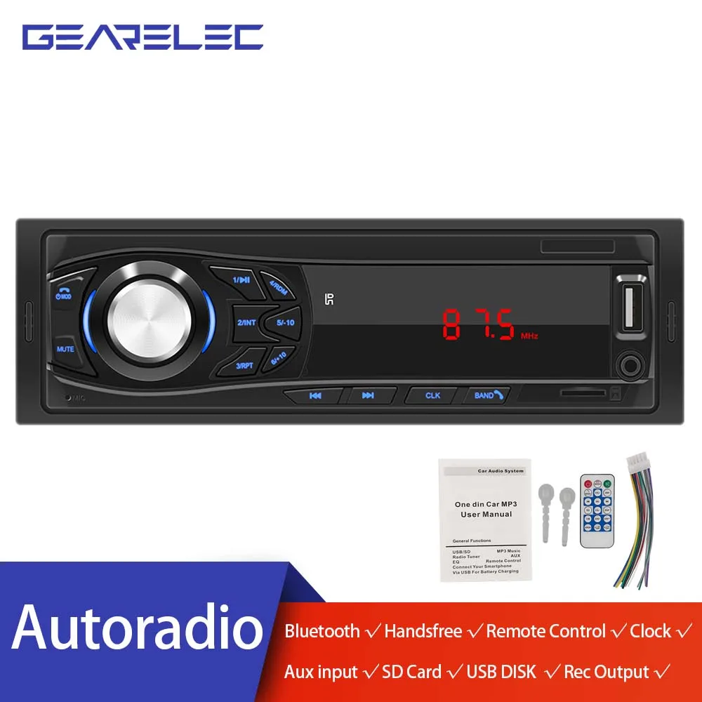 

Автомагнитола 1 Din с поддержкой MP3, Bluetooth, FM-радио