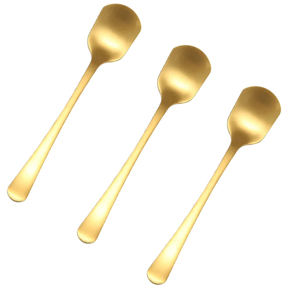 

Spoon Set Dessert Dinner Flatware Cream Metal Bar Stir Steel Stainless Spoons Silverware Ice Scoops Polished Picks Cocktail