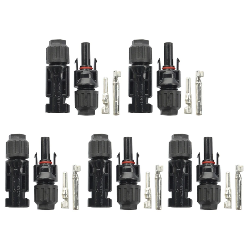 

5 Pair Solar Panel Cable Connectors IP67 Waterproof Male/Female Solar Photovoltaic Connectors Easy Installation 50LB
